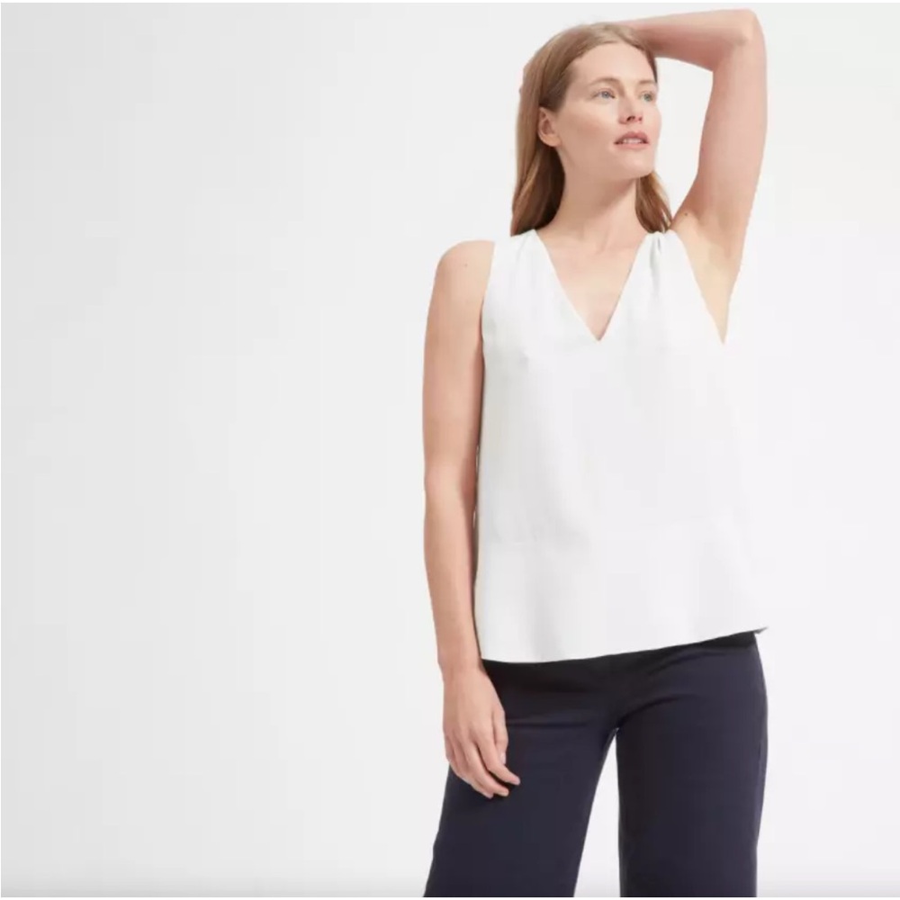 Everlane The Double-Lined Silk V-Neck Tank Top Sleeveless Blouse Size 0
